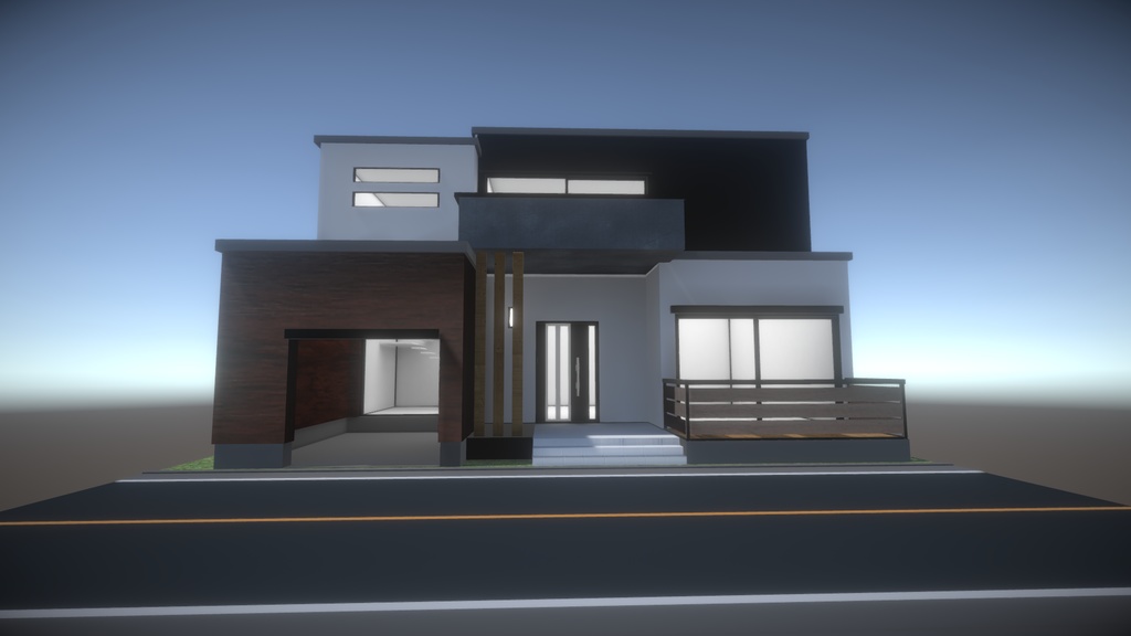 3Dモデル【Built in garage house2】