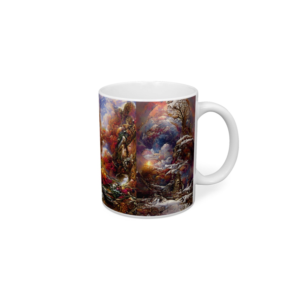 【左利き向け】抽象画風「春夏秋冬A」のマグカップ