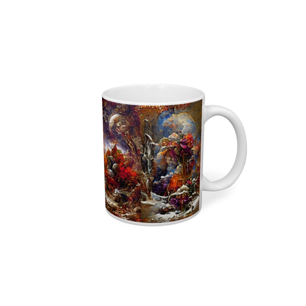 【左利き向け】抽象画風「春夏秋冬B」のマグカップ