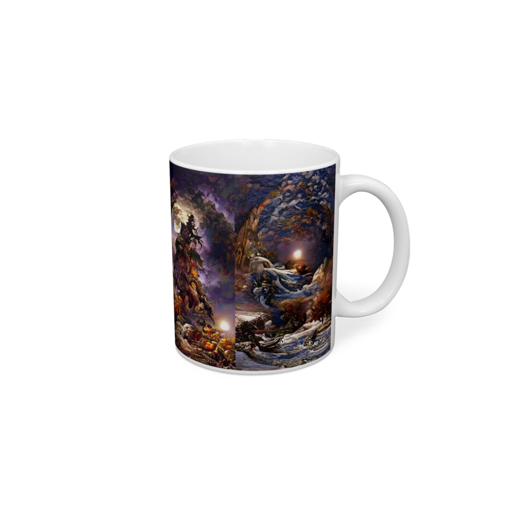 【左利き向け】抽象画風「春夏秋冬C」のマグカップ