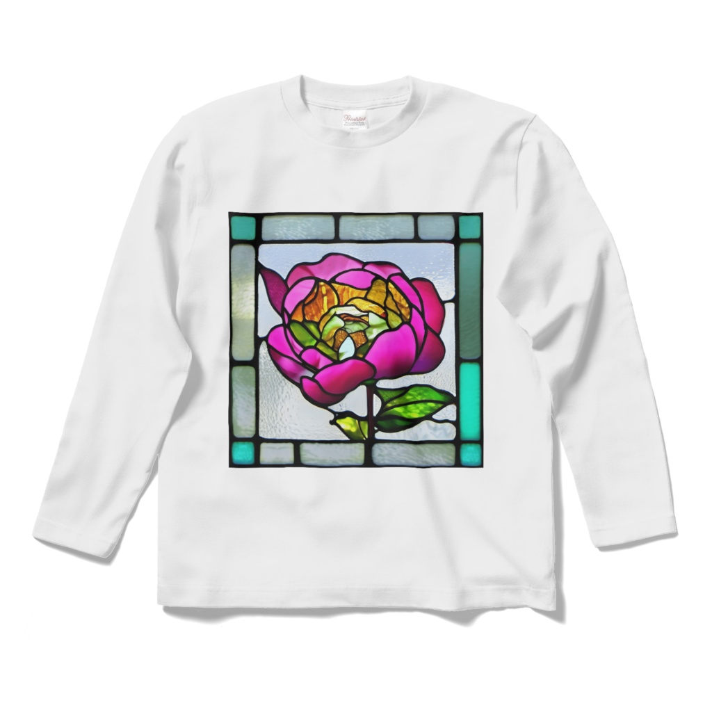 ステンドグラス風「立てば芍薬」のTシャツ