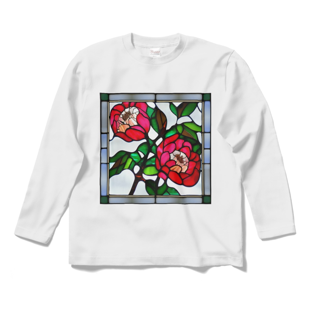 ステンドグラス風「座れば牡丹」のTシャツ