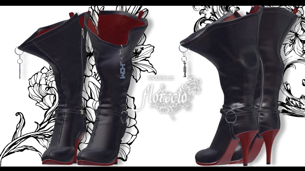 【Florecio】ハイヒールミドルブーツ 17アバター対応
