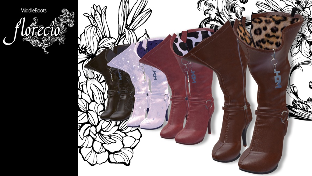 【Florecio】ハイヒールミドルブーツ 17アバター対応