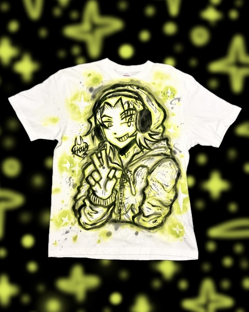 HEADPHONE JUNKIES(Hand Painted T-shirts)-Light Green