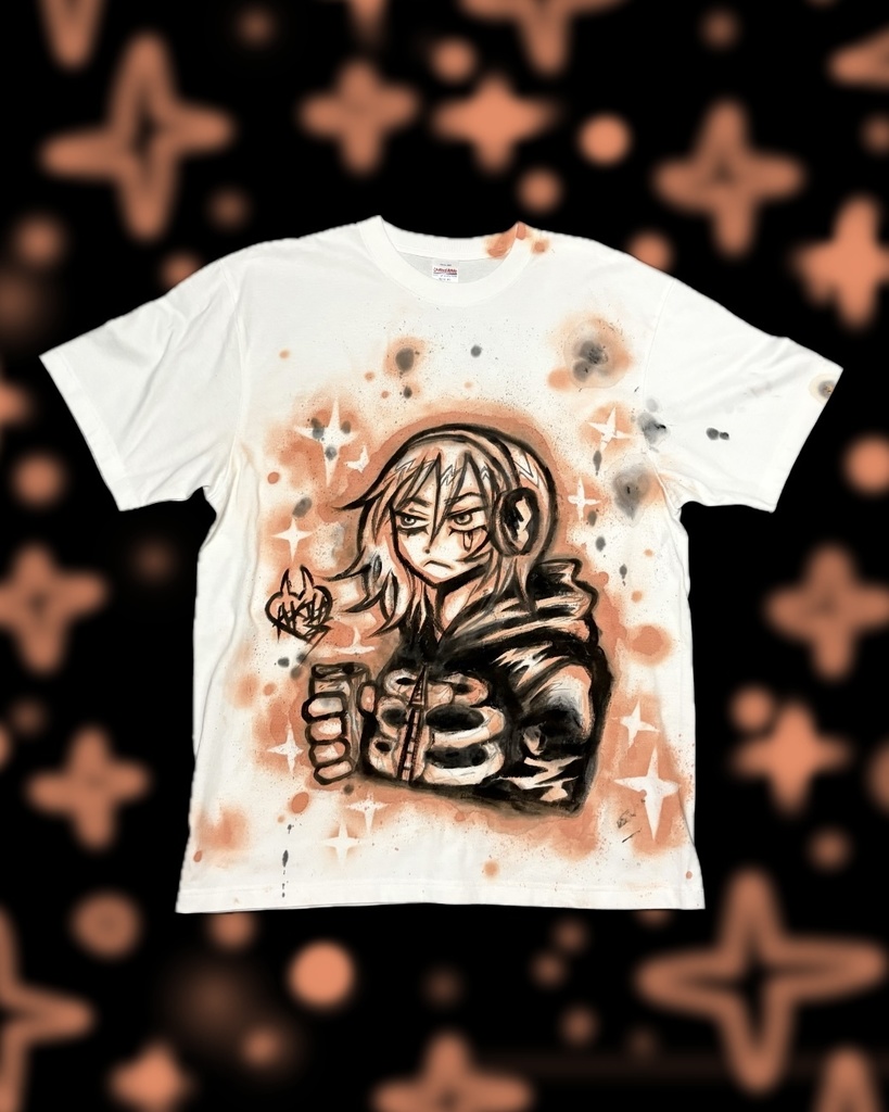 HEADPHONE JUNKIES(Hand Painted T-shirts)-Orange