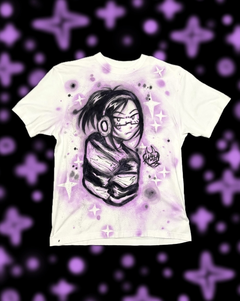 HEADPHONE JUNKIES(Hand Painted T-shirts)-Purple