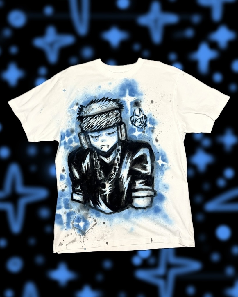 HEADPHONE JUNKIES(Hand Painted T-shirts)-Blue