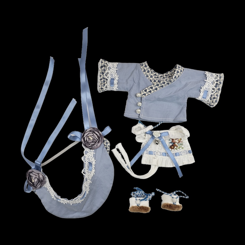 【3色】20cmぬいぐるみ用 着せ替えぬいぐるみ服 中華風ぬい服 4点セット かわいい