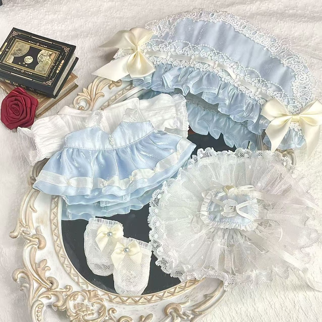 【4色】20cmぬいぐるみ用 オデット姫ドレス ボンネット 着せ替え 6点セット かわいい