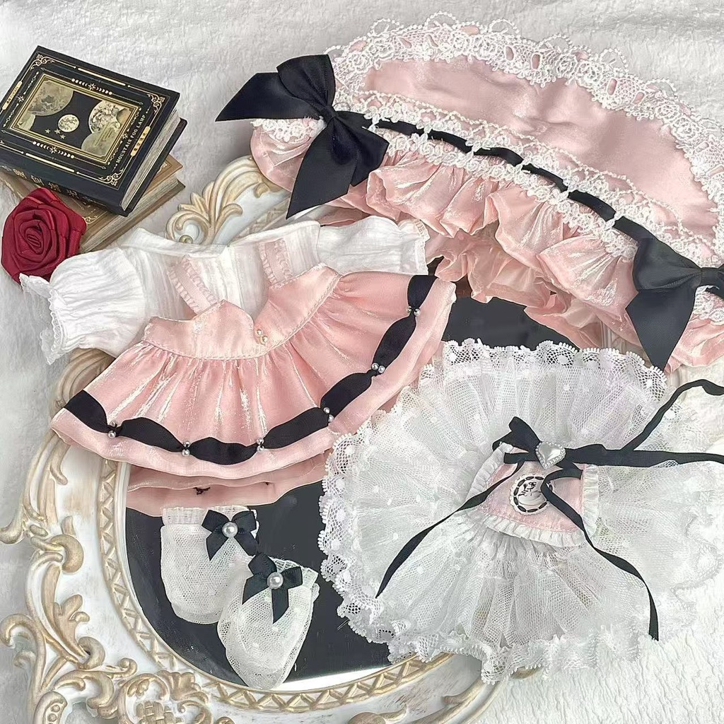 【4色】20cmぬいぐるみ用 オデット姫ドレス ボンネット 着せ替え 6点セット かわいい
