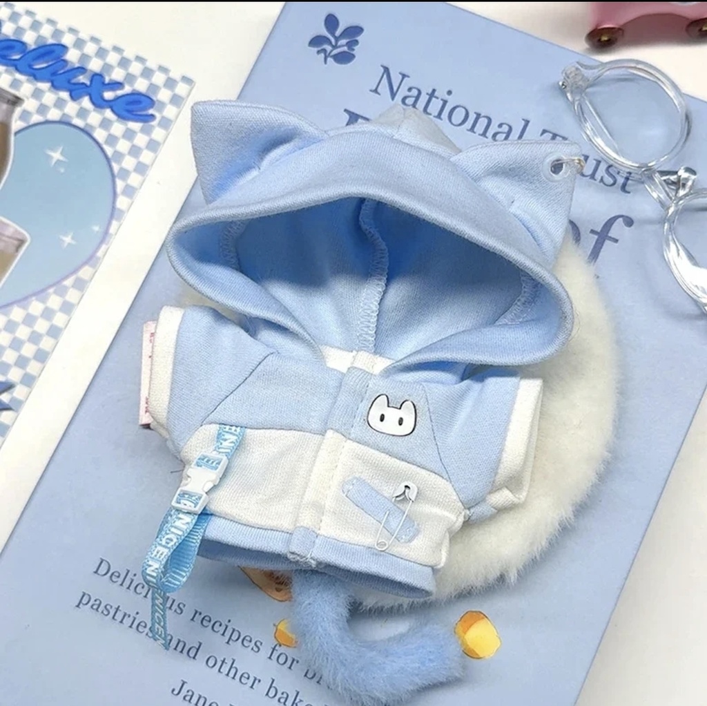 【3色】10cm ぬい服 着ぐるみ 耳付き動物コート しっぽ付き  かわいい 着せ替え服