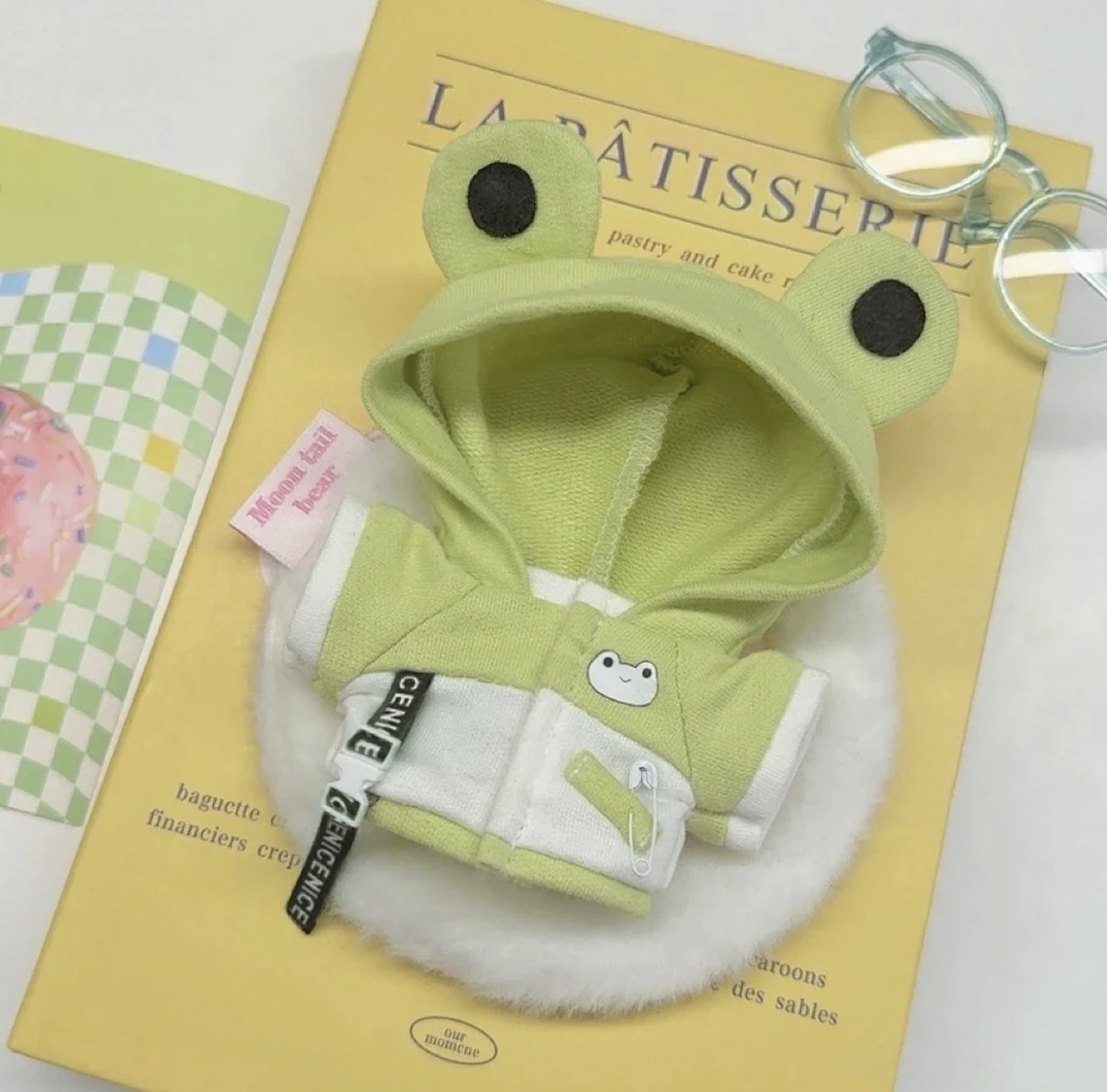 【3色】10cm ぬい服 着ぐるみ 耳付き動物コート しっぽ付き  かわいい 着せ替え服