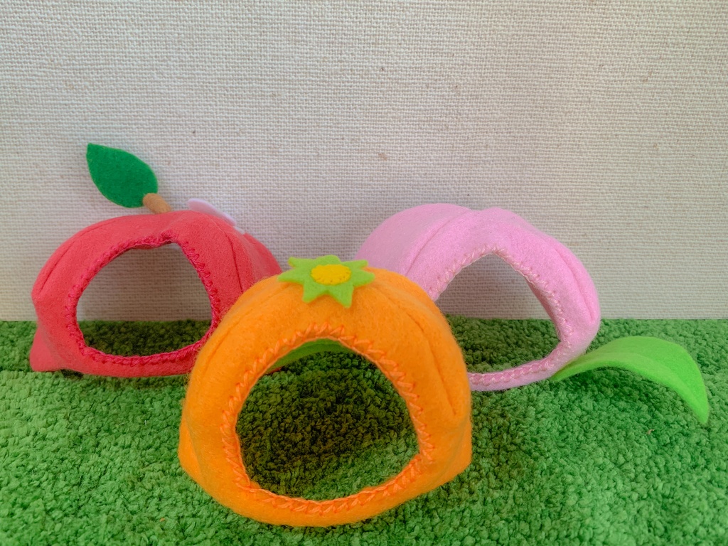 【型紙/Pattern】りんご・もも・みかんの帽子/Apple・Peach・Orange Hat
