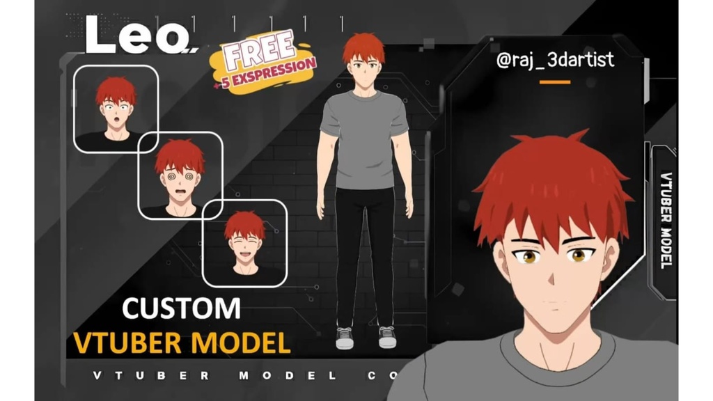 Leo Anime Style 3D Character for VTubing | Games and Animations