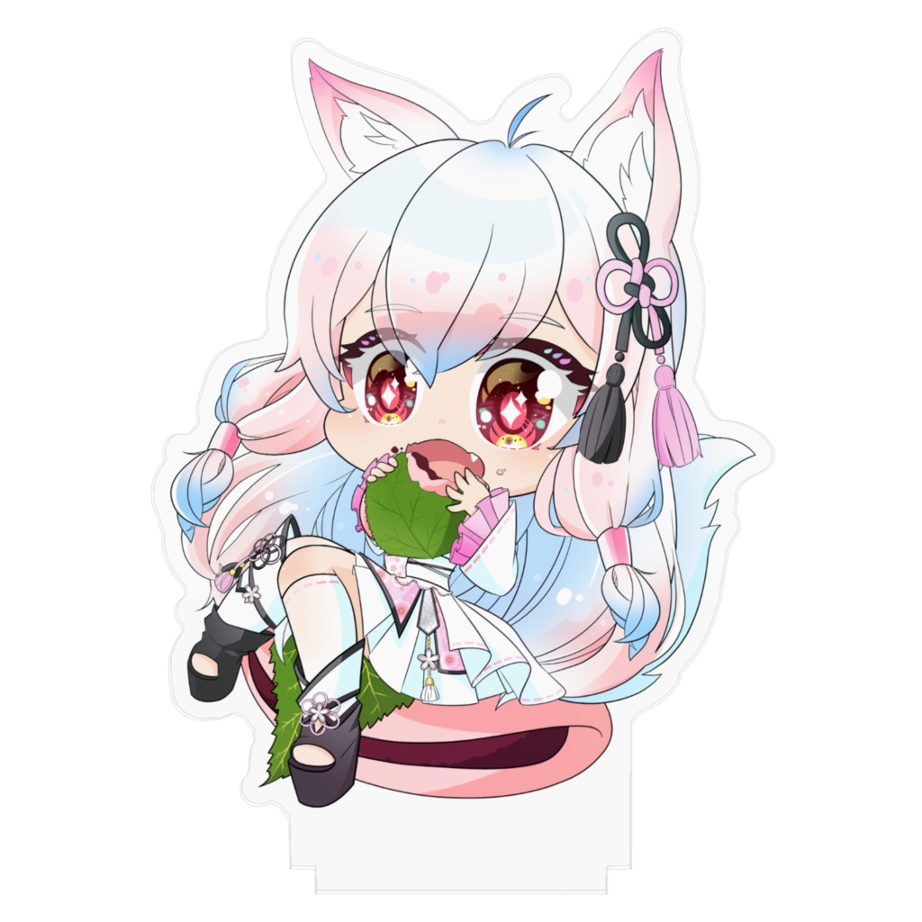 白狐みやび桜もちアクリルフィギュア100x100mm