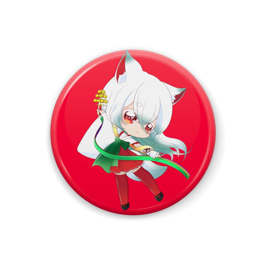 白狐こやび缶バッジ