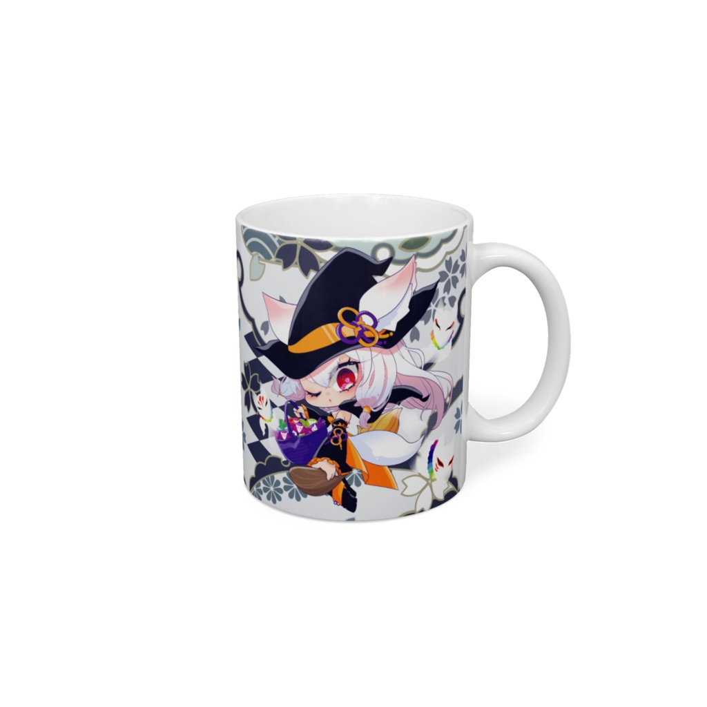 白狐みやび 魔女マグカップ (桜)