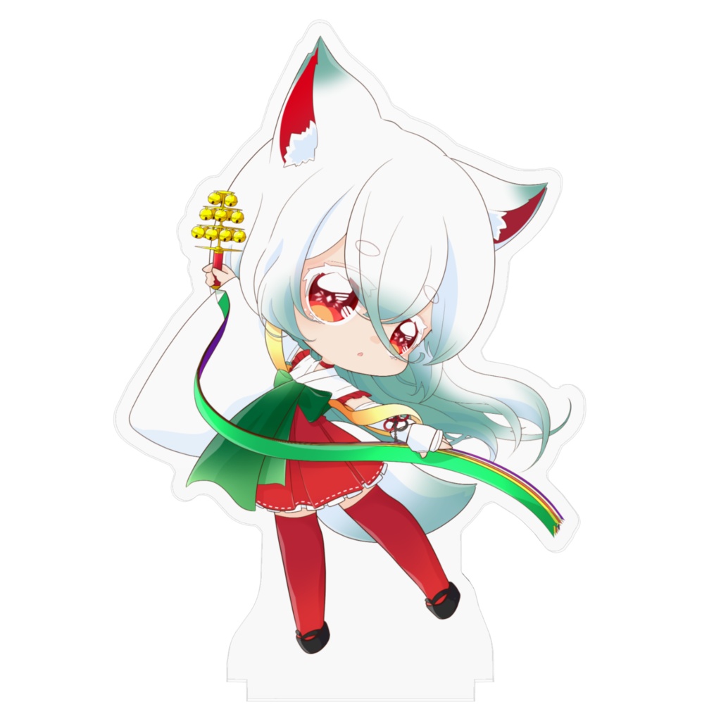 白狐こやび 巫女 アクリルフィギュア100x100mm