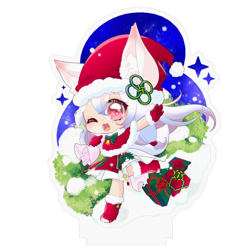 白狐みやび クリスマスアクリルフィギュア 100x100mm