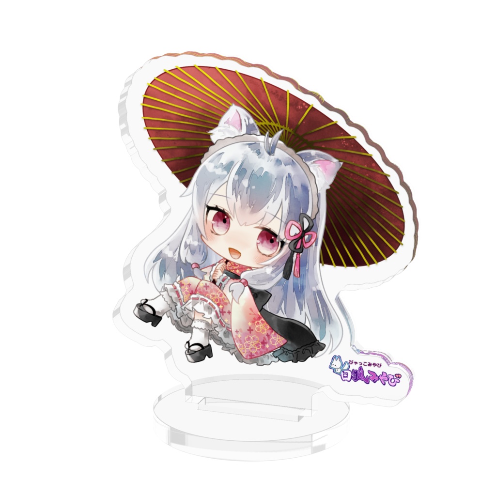 白狐みやび 和傘アクリルフィギュア 50x50mm