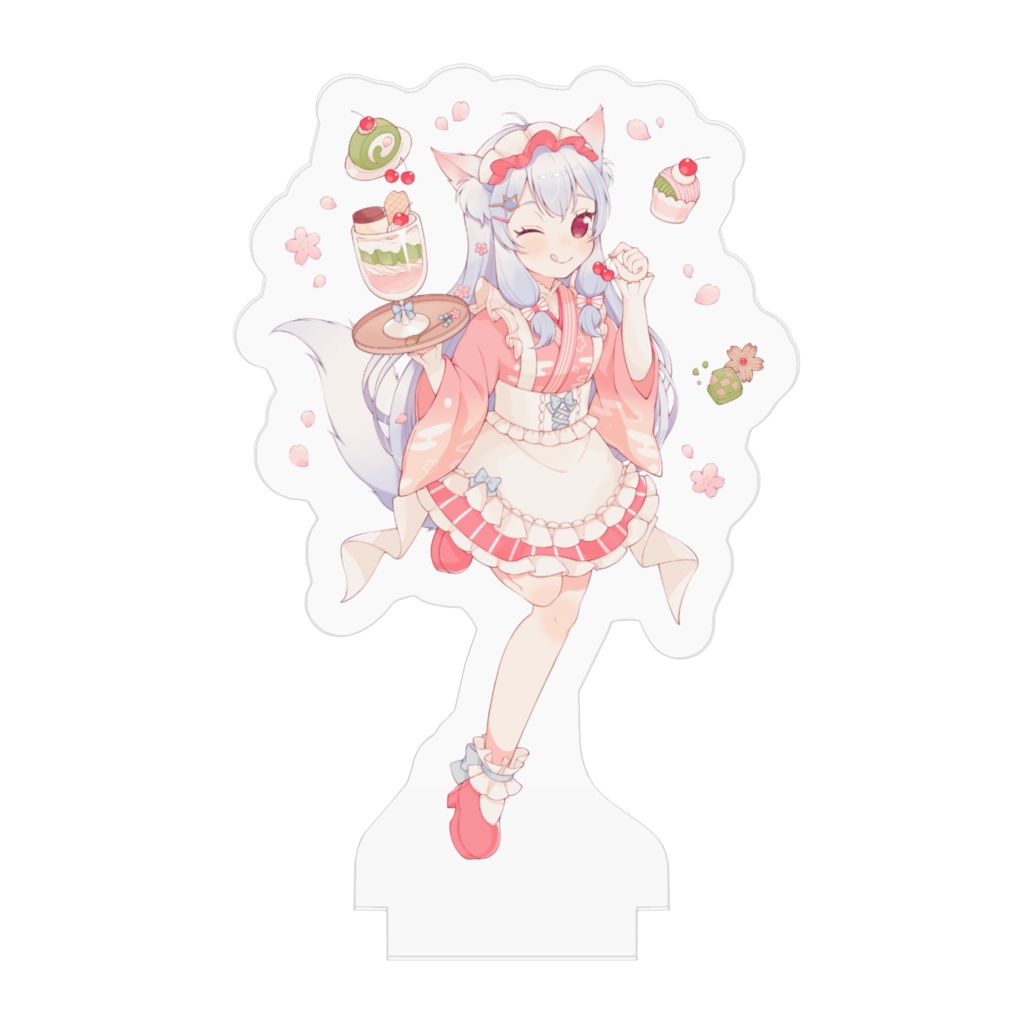 白狐みやび和風メイドアクリルフィギュア50x50mm