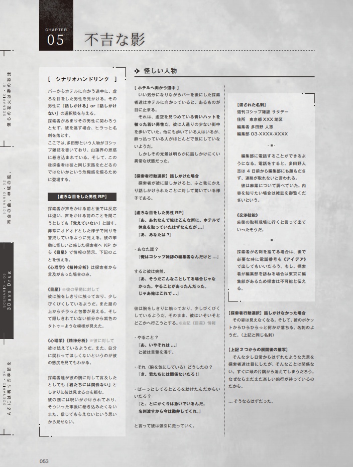 クトゥルフ神話TRPG第6版シナリオ【3 Days Drug】