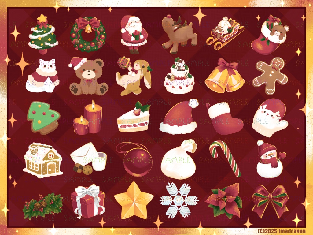 【無料アリ】クリスマス素材セット┆かわいいイラスト PNG30点┆商用利用可