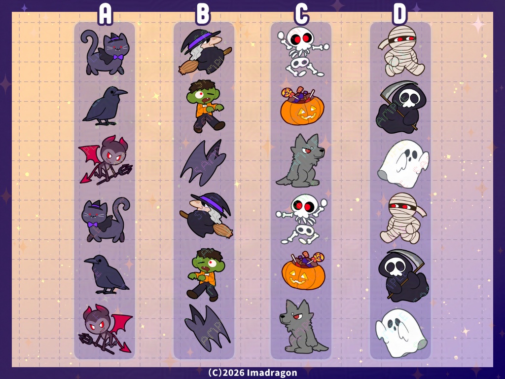 走るアニメ!ハロウィン┆動くAPNG/GIF 素材セット┆全12種┆商用利用可