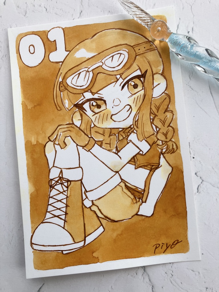 【ドローイングポストカード原画】01 アカネ