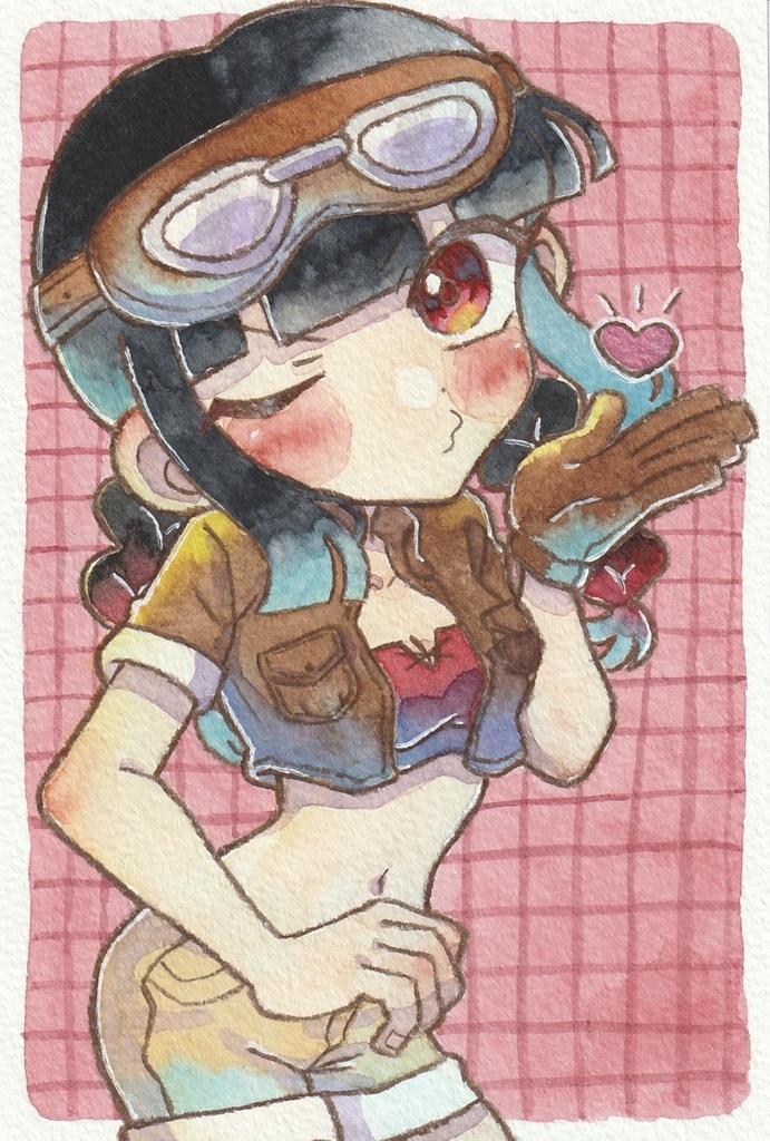 【ポストカード原画】2種 アカネ&ユウ