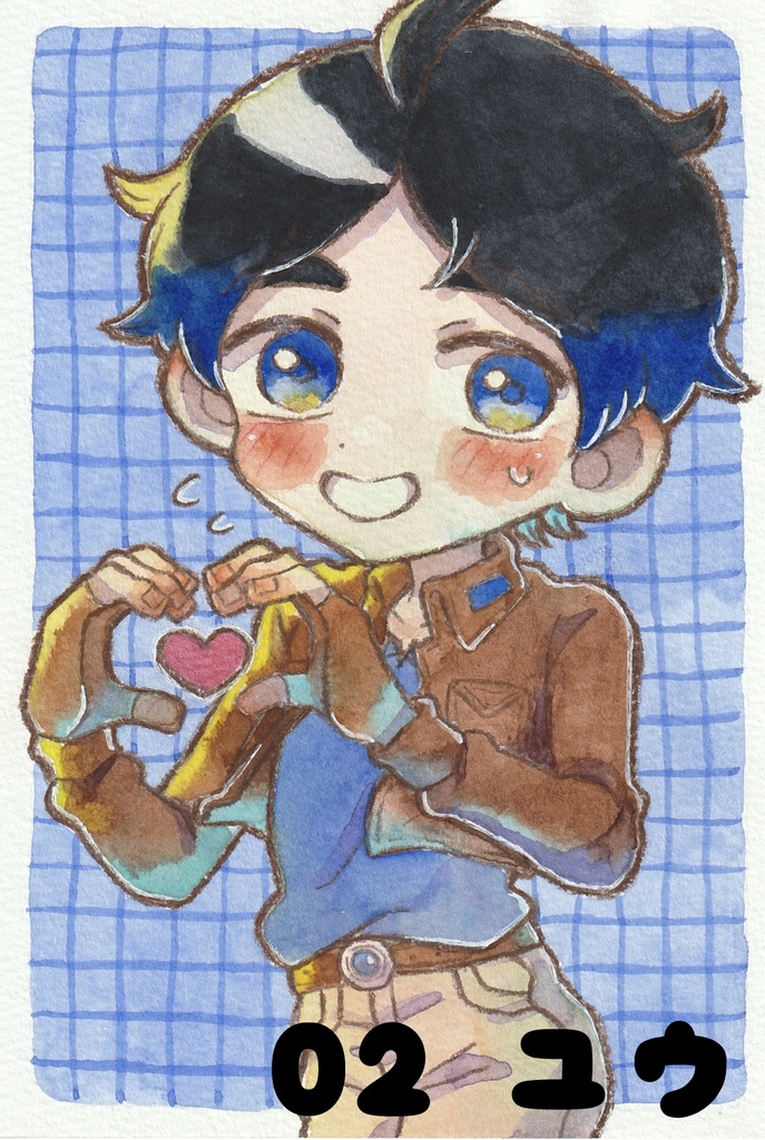 【ポストカード原画】2種 アカネ&ユウ