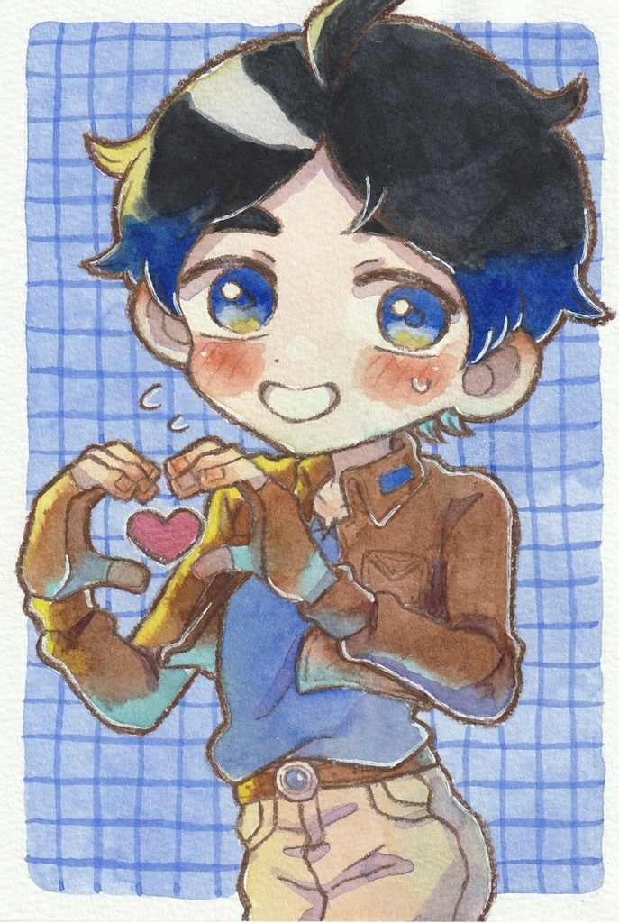 【ポストカード原画】2種 アカネ&ユウ