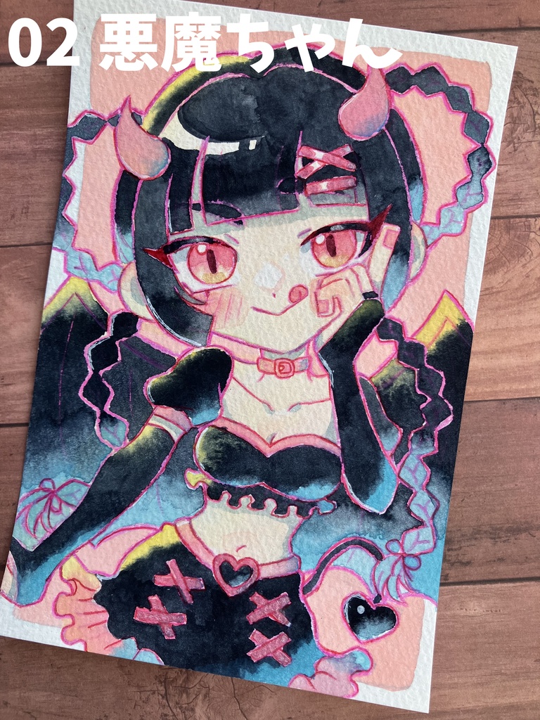【ポストカード原画】2種 天使くん&悪魔ちゃん