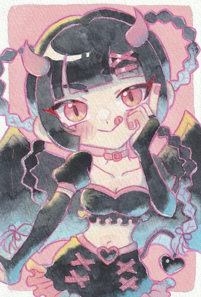 【ポストカード原画】2種 天使くん&悪魔ちゃん