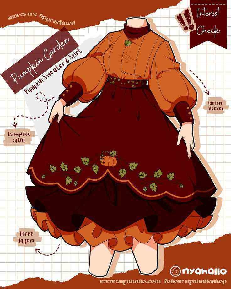 Pumpkin garden layerd sweater and skirt