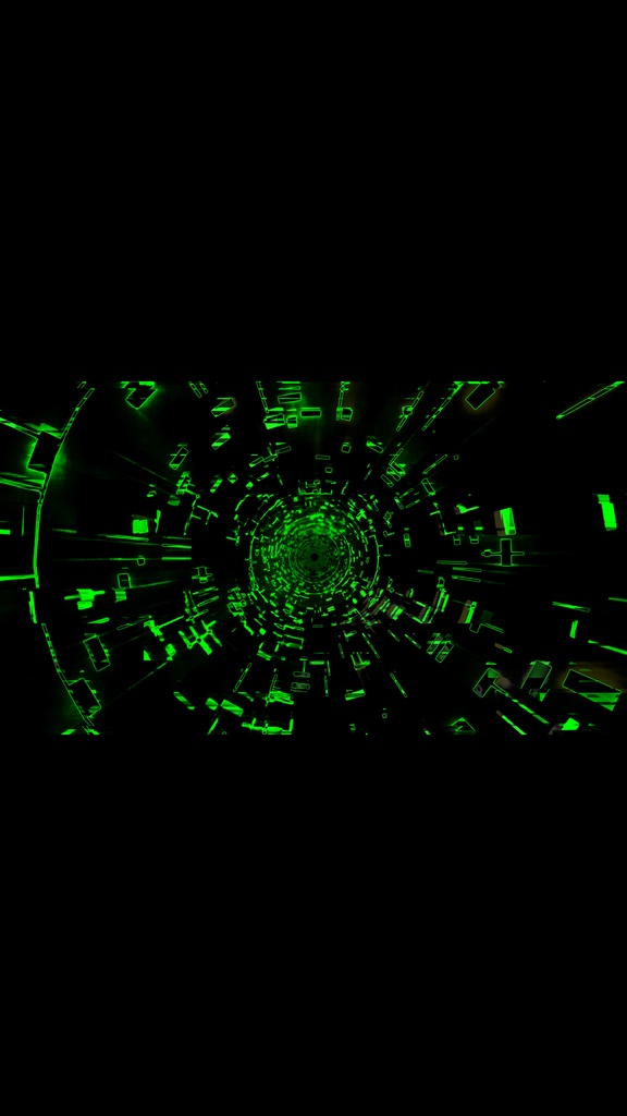 サイバーマトリックストンネル グリーン 4K/HD シームレスVJループ素材