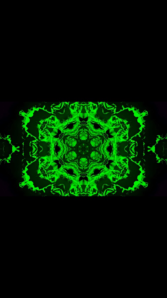 グリーン・カレイドエネルギーコア｜抽象シンメトリーVJループ（HD・シームレス）