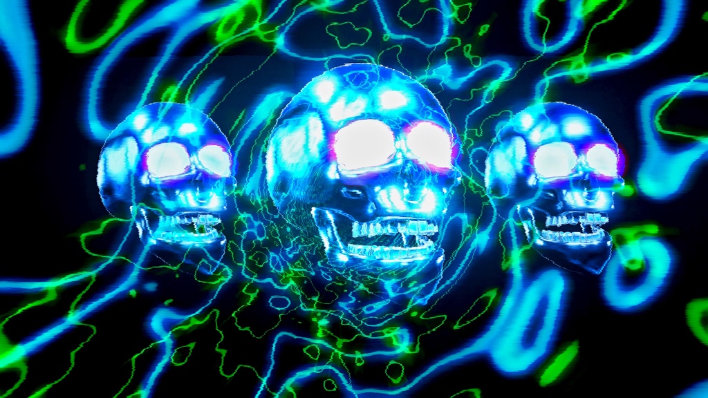 サイバーネオンスカル VJループ素材 HD（シームレス）