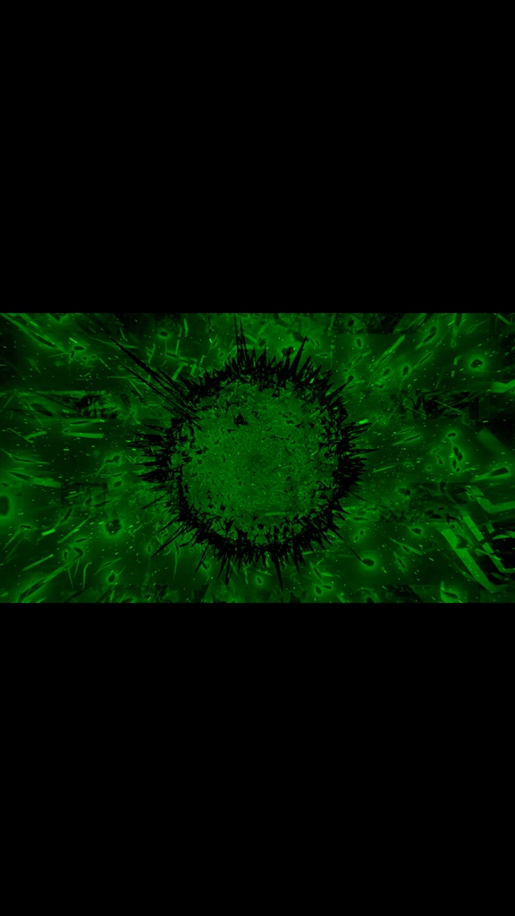 グリーンエネルギーコア グリッチバースト|サイバー抽象VJループ素材(HD・シームレス)