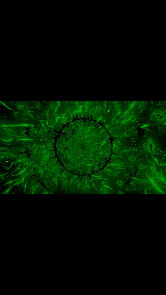 グリーンエネルギーコア グリッチバースト|サイバー抽象VJループ素材(HD・シームレス)