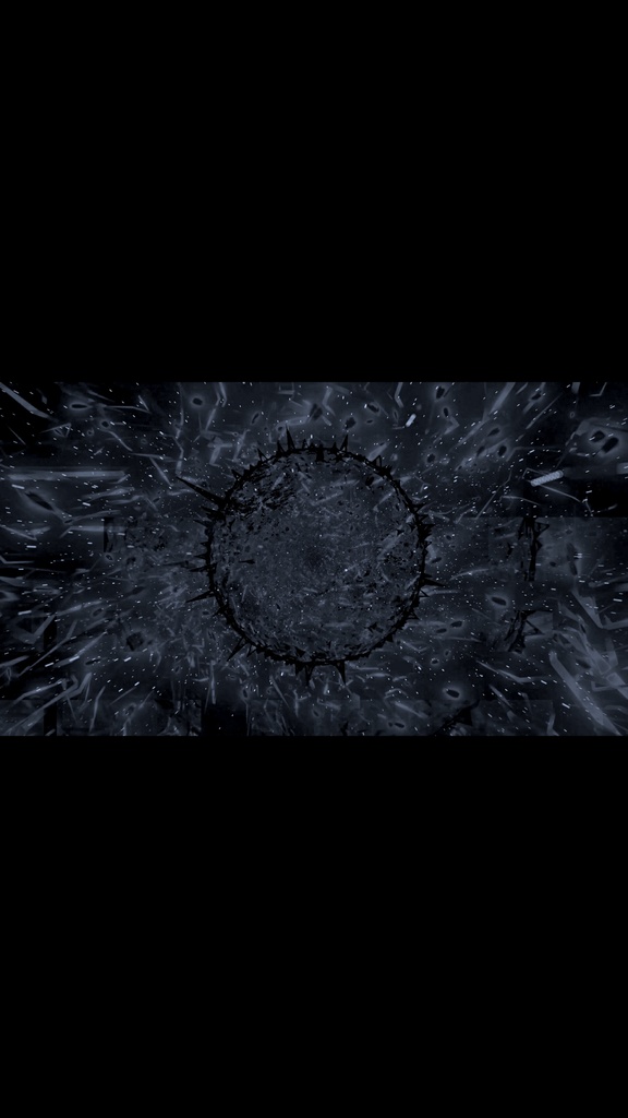 モノクロエネルギーコア グリッチバースト|サイバー抽象VJループ素材(HD・シームレス)