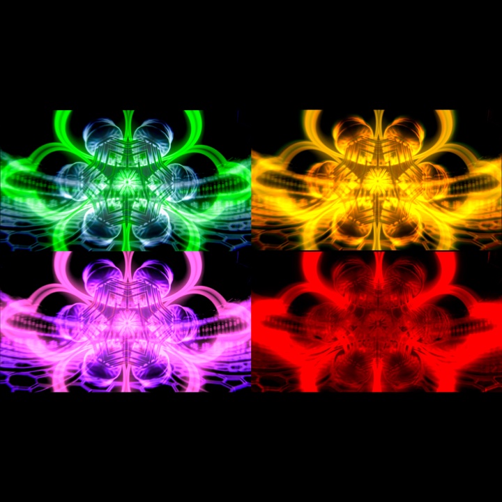 サイバー幾何ブルーム 4色パック|ゴールド・グリーン・パープル・レッド VJループセット(HD)