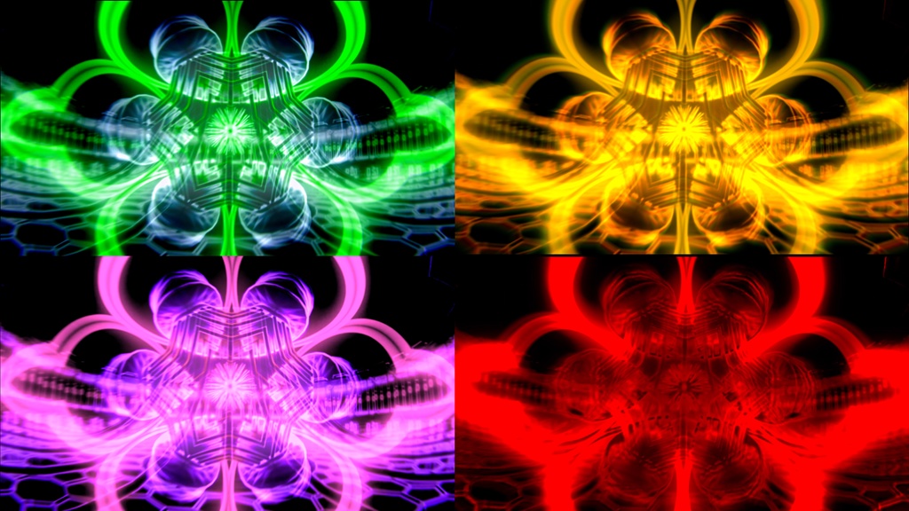 サイバー幾何ブルーム 4色パック|ゴールド・グリーン・パープル・レッド VJループセット(HD)