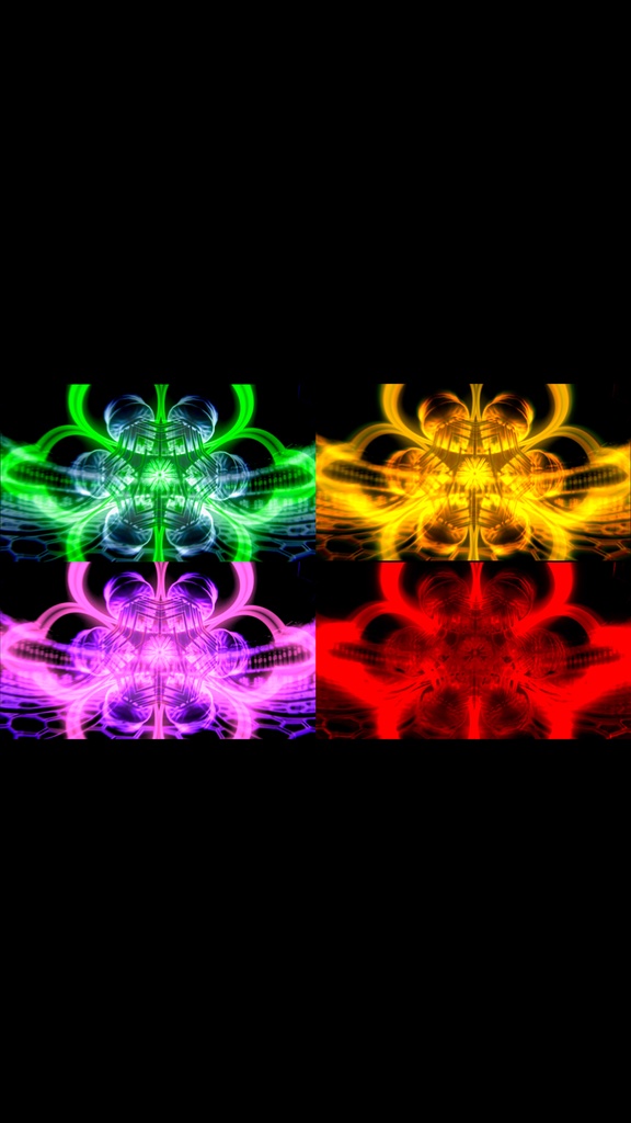 サイバー幾何ブルーム 4色パック|ゴールド・グリーン・パープル・レッド VJループセット(HD)