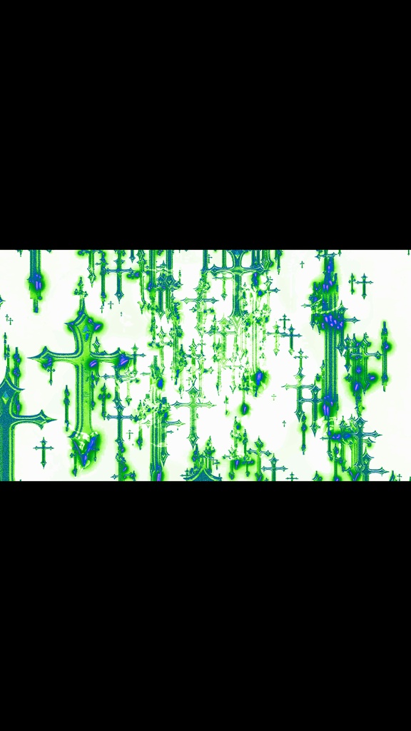 Cyber Green Gothic Cross Rain – Glitch Neon HD VJ Loop