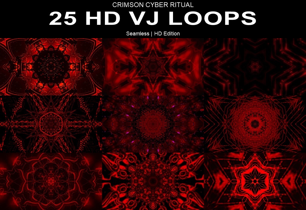 Crimson Cyber Ritual | 25 Seamless VJ Loops HD