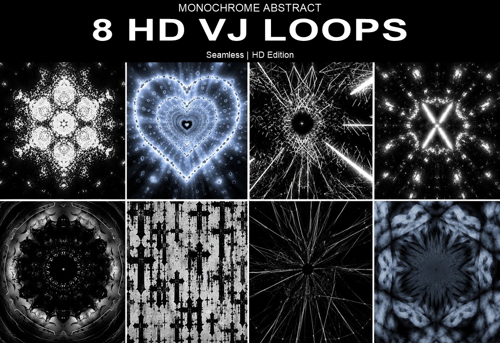 Monochrome Abstract VJ Loops 8Pack