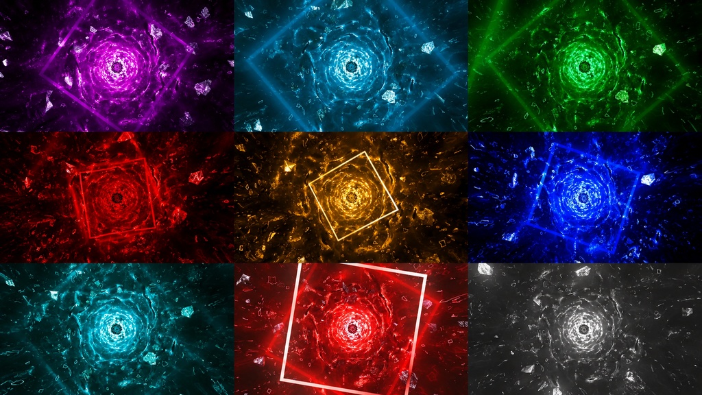 Cyber Reactor Core Tunnel Collection | 8 Color Seamless VJ Loops | HD