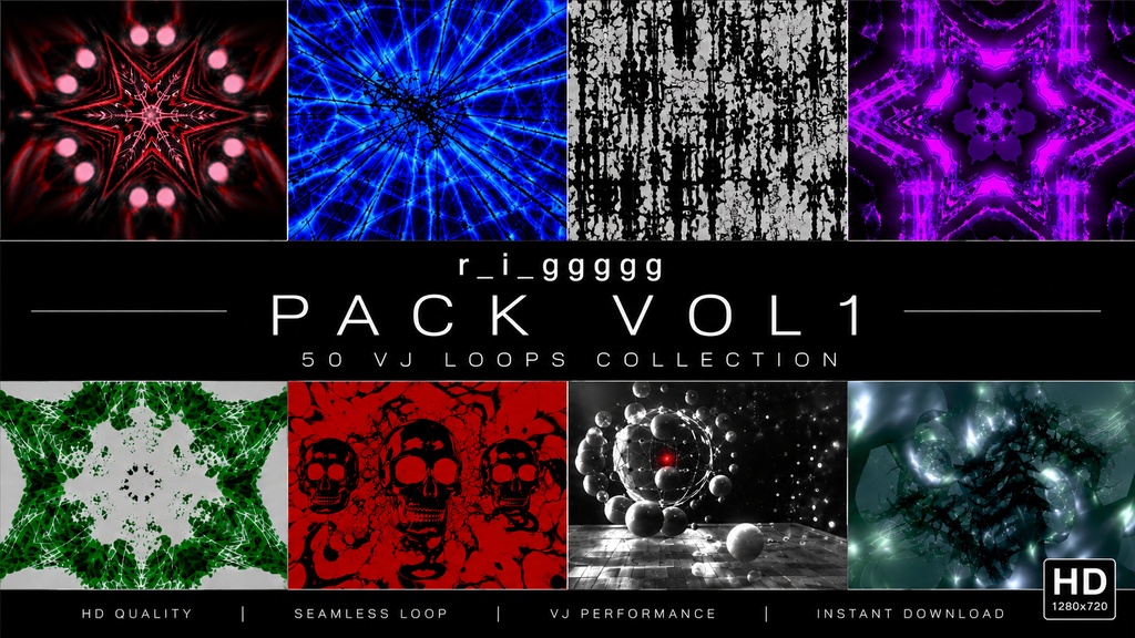 r_i_ggggg PACK VOL.1 | 50 HD Seamless VJ Loops Collection